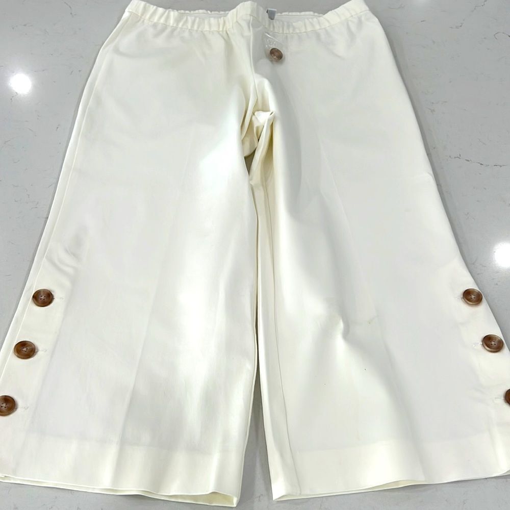 Isaac Mizrahi Live! Women's Petite Pants 16P Wide Off-White